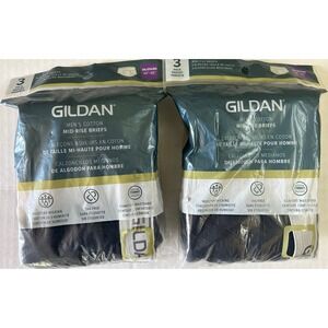 Gildan Men's 100% Cotton Mid-Rise Briefs‎ 3 Pack Size 2XL Lot Of 2 New